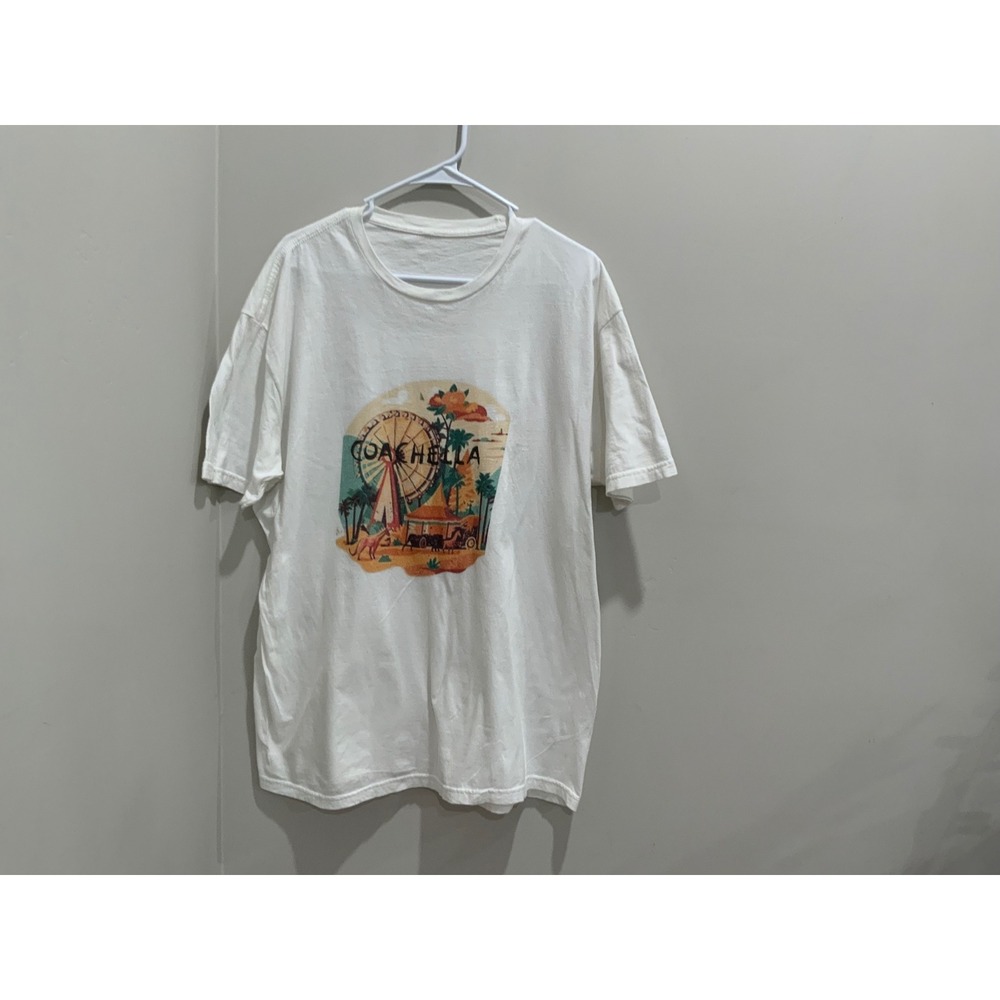 Coachella Valley Music Festival Graphic T-Shirt White Short Sleeve XL